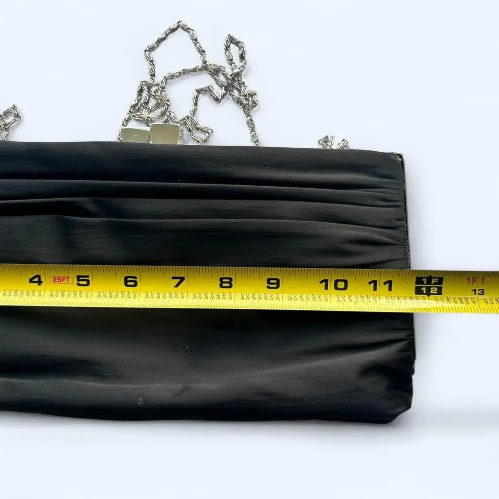 Black‎ satin Lula Townsend Black with silver chain strap EUC